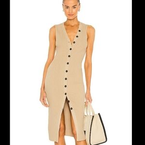 Enza Costa Rib Knit Sleeveless Cardigan Midi dress, S